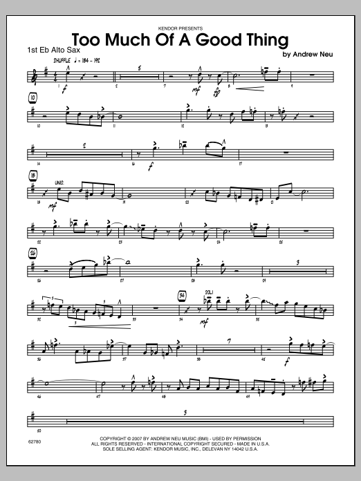 Download Neu Too Much of a Good Thing - Alto Sax 1 Sheet Music