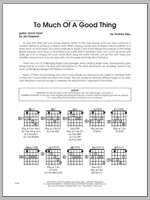 Download Neu Too Much of a Good Thing - Guitar Chord Sheet Music