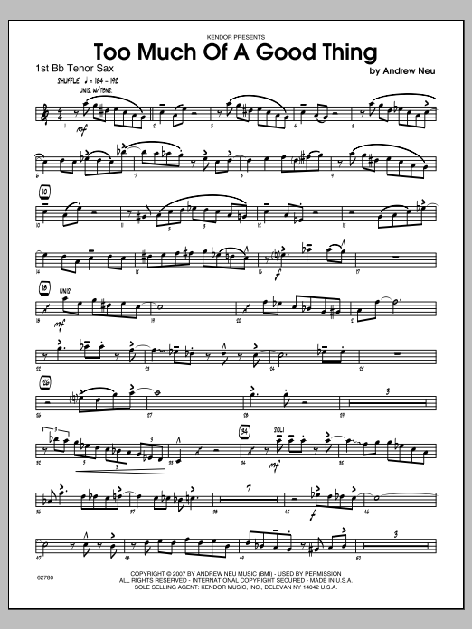 Download Neu Too Much of a Good Thing - Tenor Sax 1 Sheet Music
