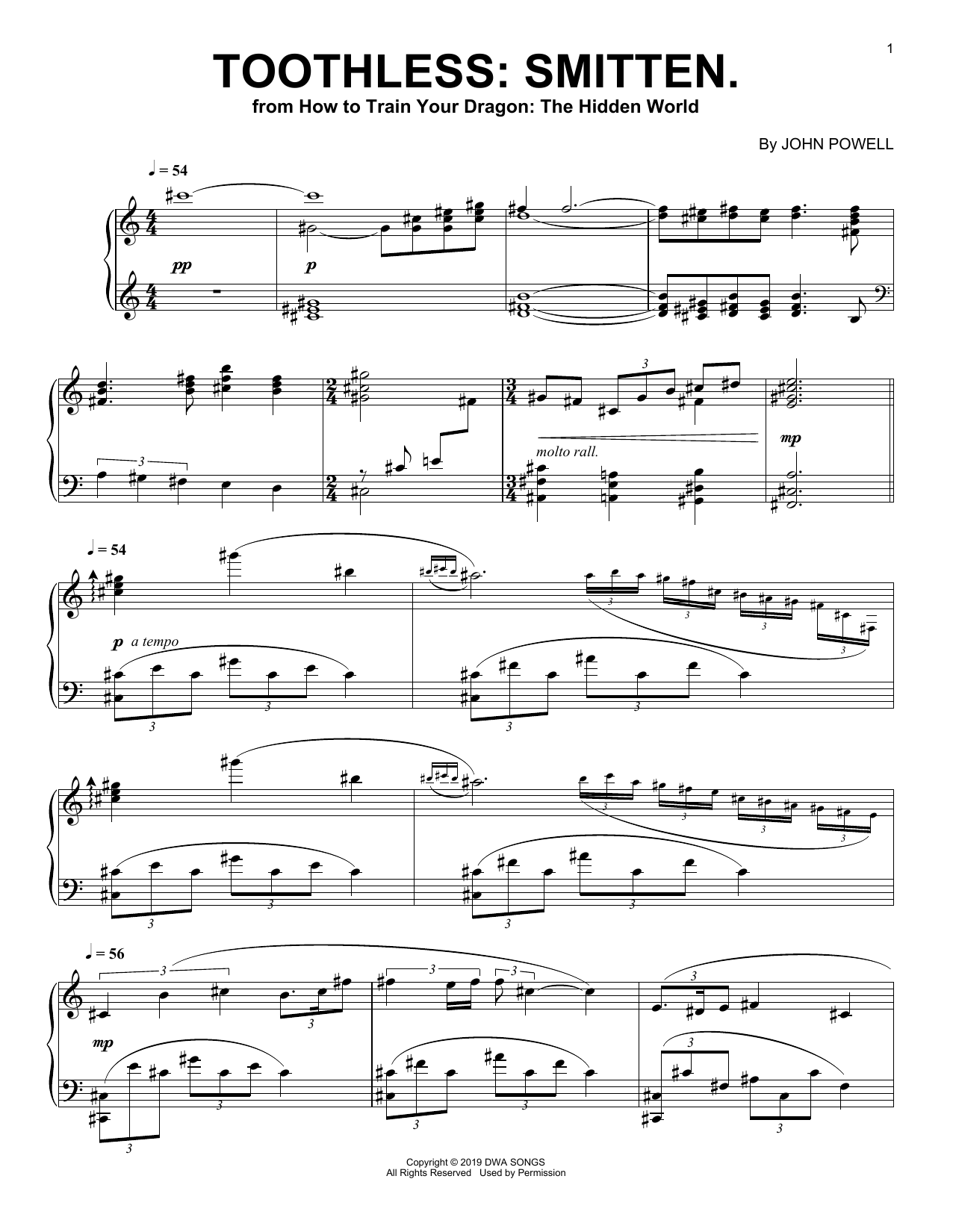 Download John Powell Toothless: Smitten. (from How to Train Sheet Music