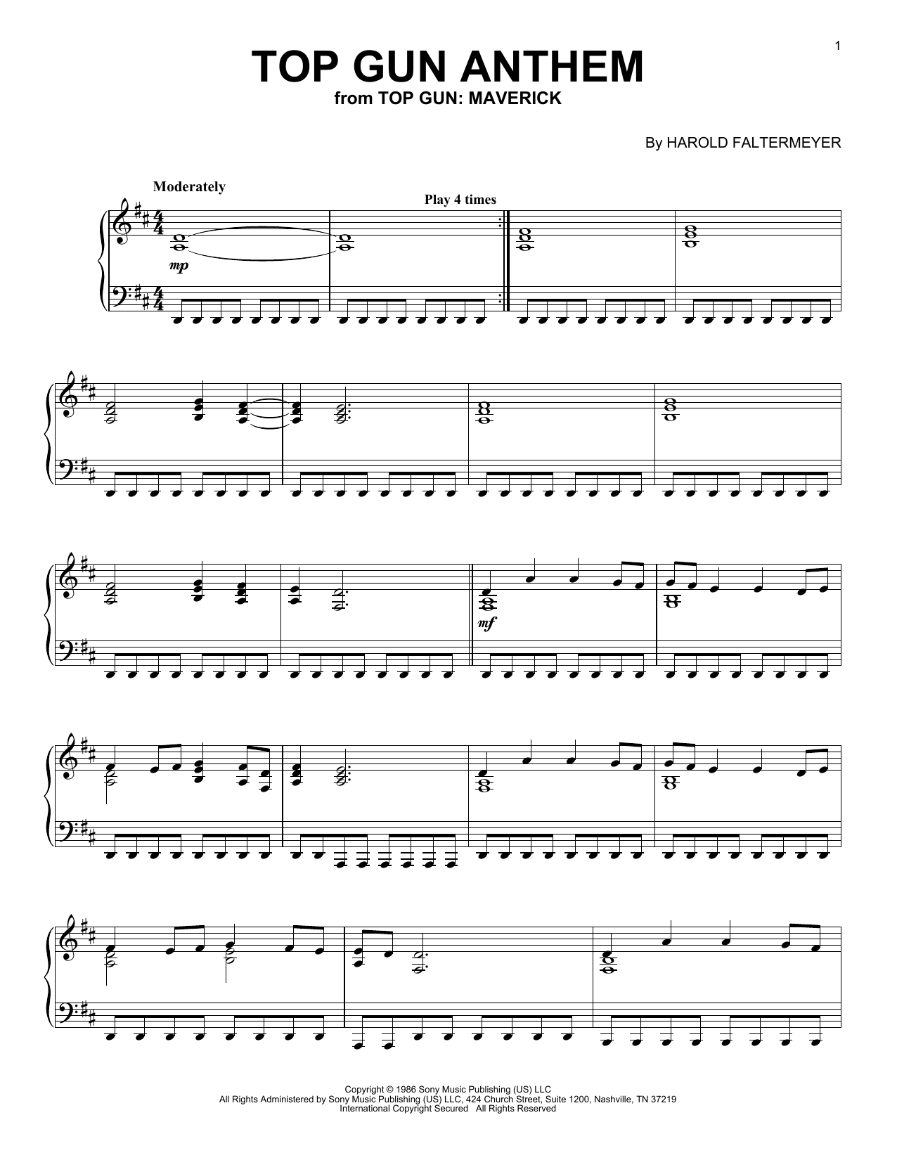 Download Harold Faltermeyer Top Gun Anthem (from Top Gun: Maverick) Sheet Music