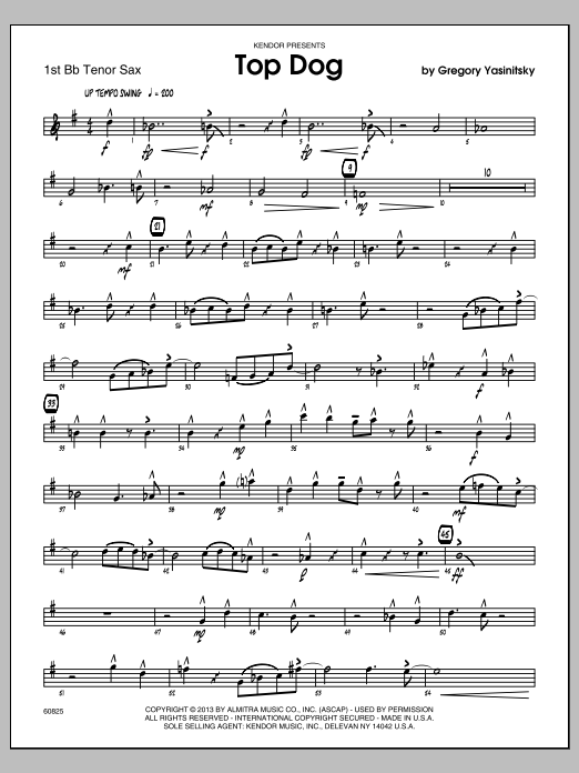 Download Gregory Yasinitsky Top Dog - 1st Bb Tenor Saxophone Sheet Music