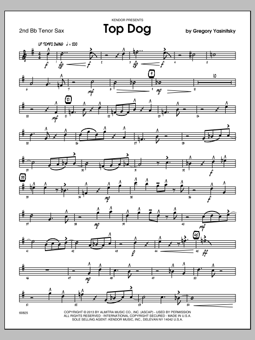 Download Gregory Yasinitsky Top Dog - 2nd Bb Tenor Saxophone Sheet Music