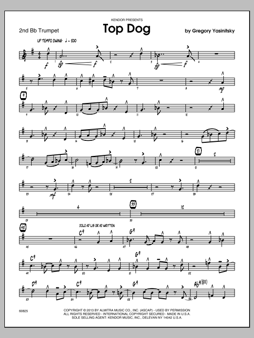 Download Gregory Yasinitsky Top Dog - 2nd Bb Trumpet Sheet Music
