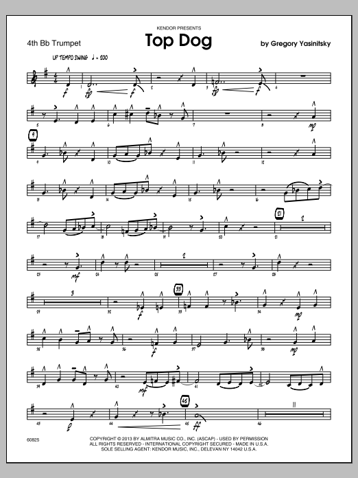 Download Gregory Yasinitsky Top Dog - 4th Bb Trumpet Sheet Music