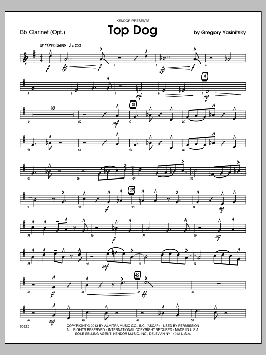 Download Gregory Yasinitsky Top Dog - Bb Clarinet Sheet Music
