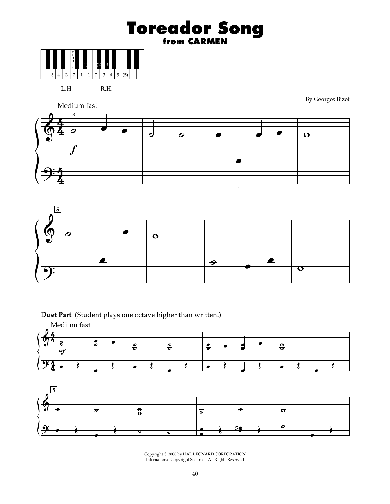 Download Georges Bizet Toreador Song (arr. Carol Klose) Sheet Music