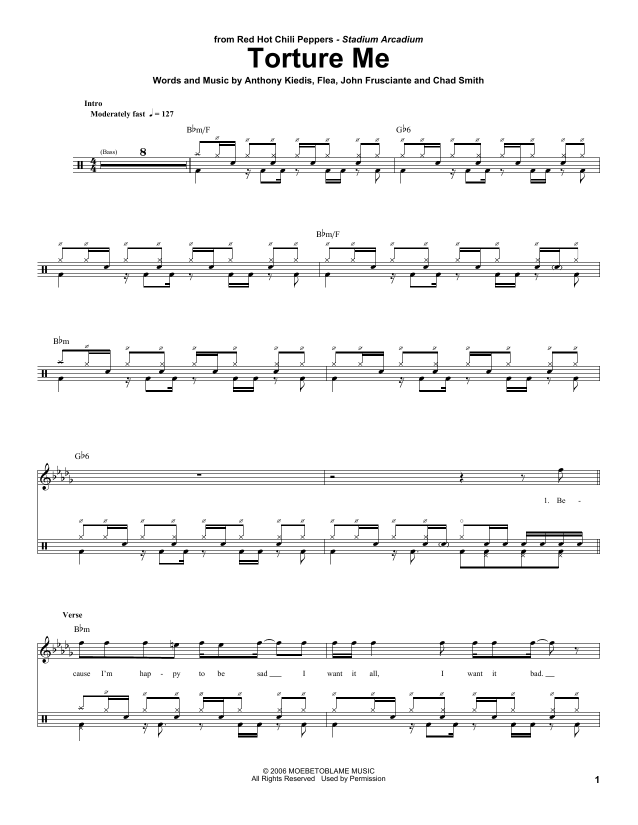 Download Red Hot Chili Peppers Torture Me Sheet Music