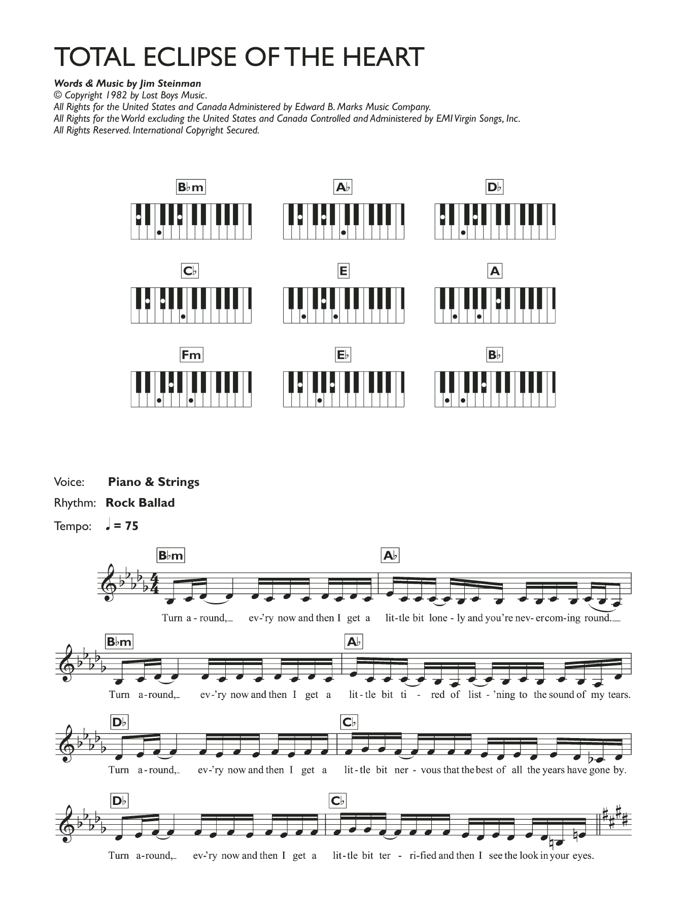 Download Bonnie Tyler Total Eclipse Of The Heart Sheet Music