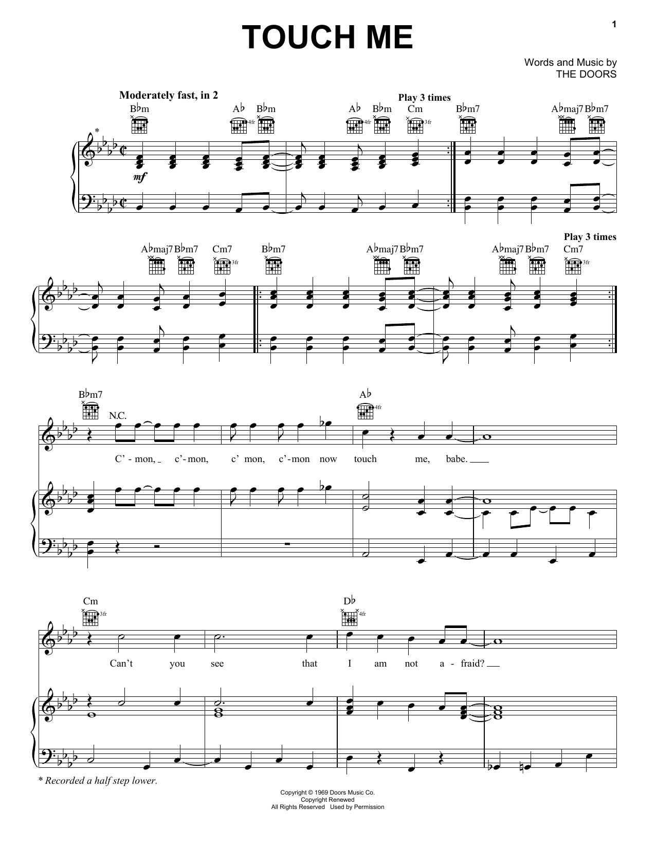 Download The Doors Touch Me Sheet Music