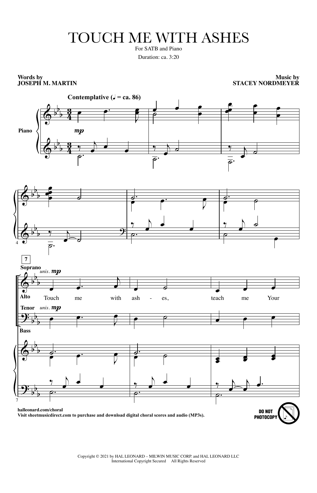 Download Joseph M. Martin and Stacey Nordmeye Touch Me With Ashes Sheet Music