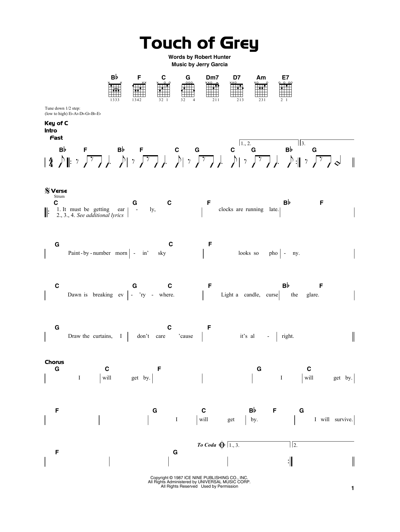 Download Grateful Dead Touch Of Grey Sheet Music