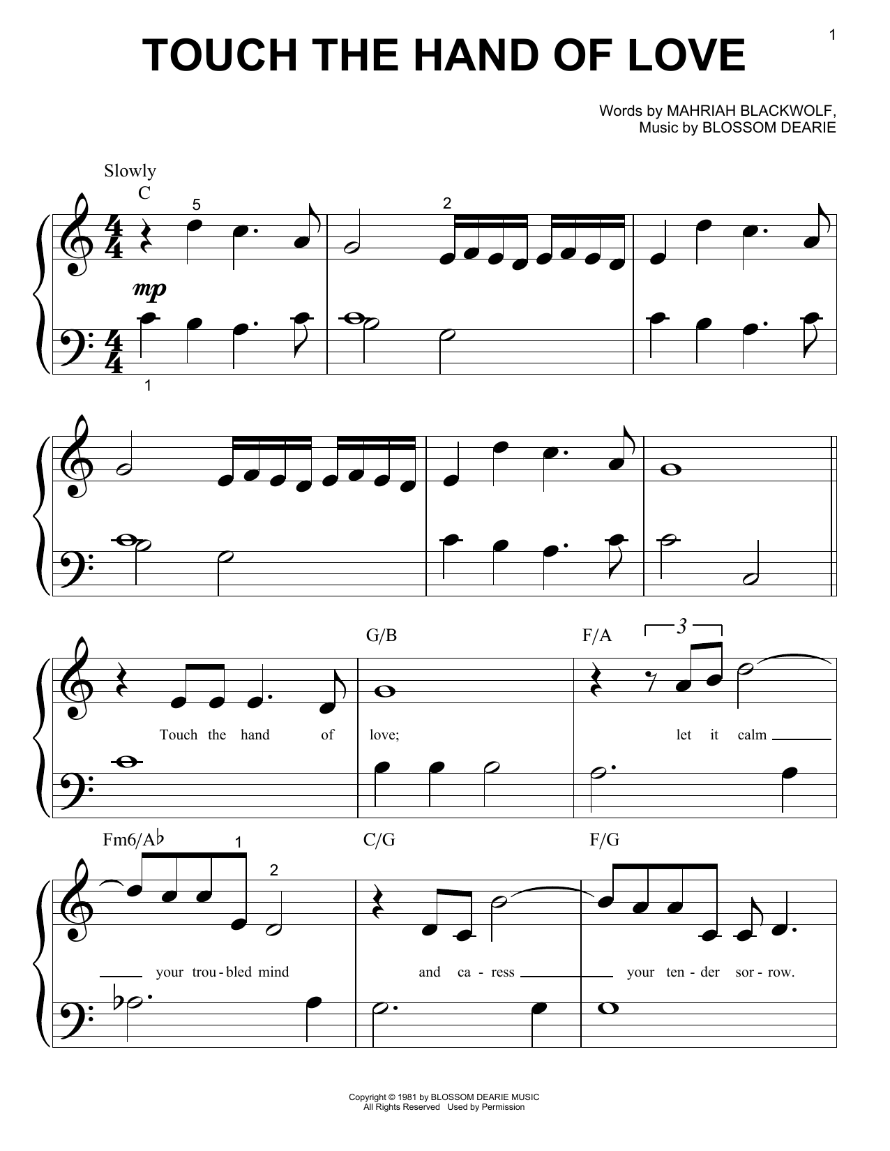 Download Blossom Dearie Touch The Hand Of Love Sheet Music