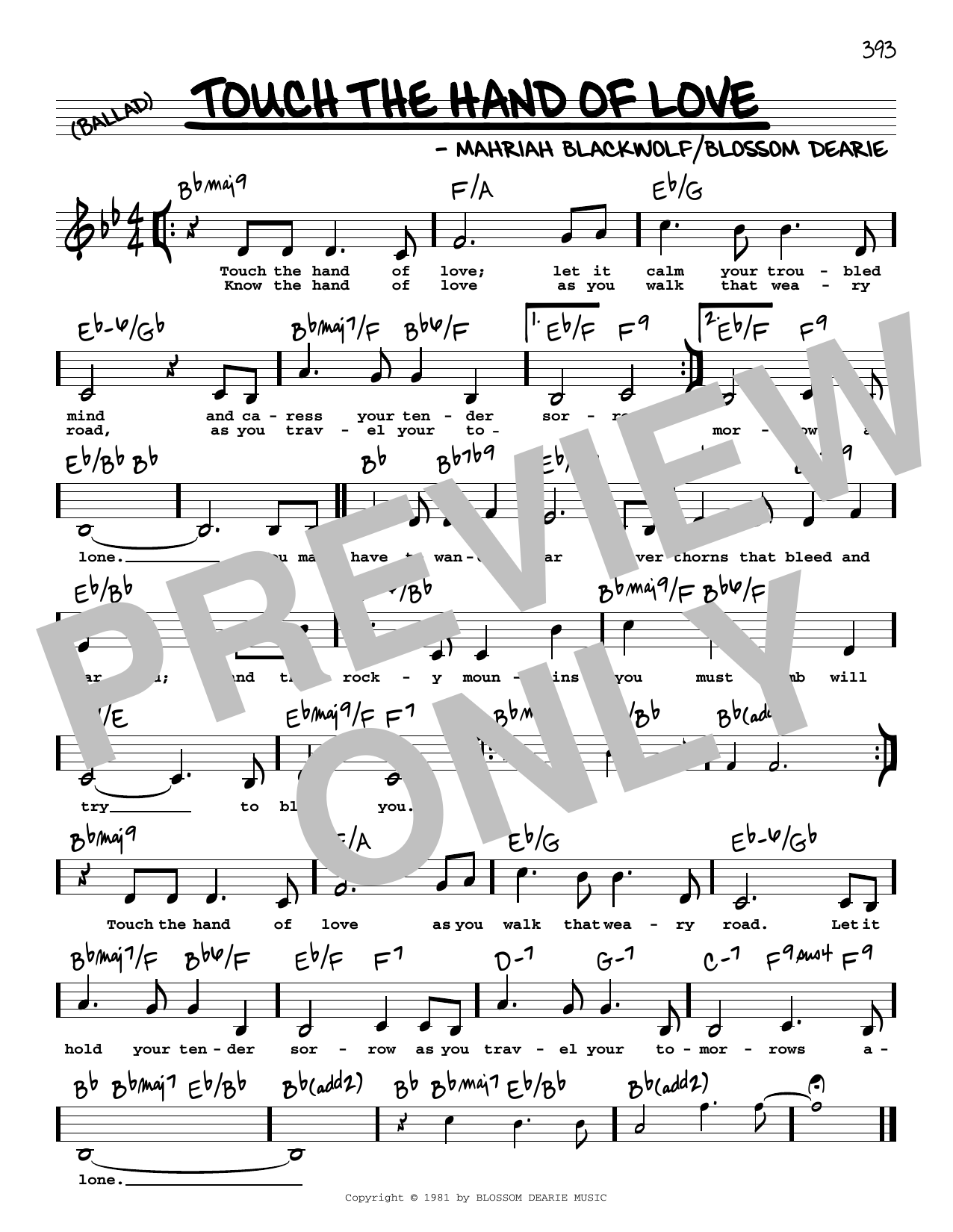 Download Blossom Dearie Touch The Hand Of Love (Low Voice) Sheet Music