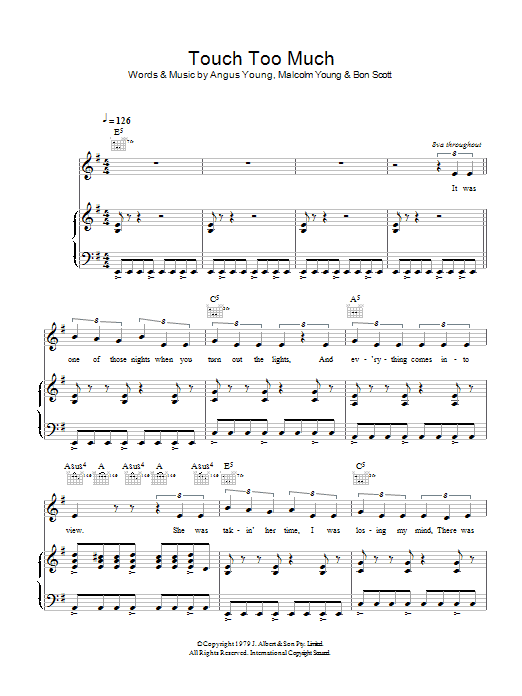 Download AC/DC Touch Too Much Sheet Music