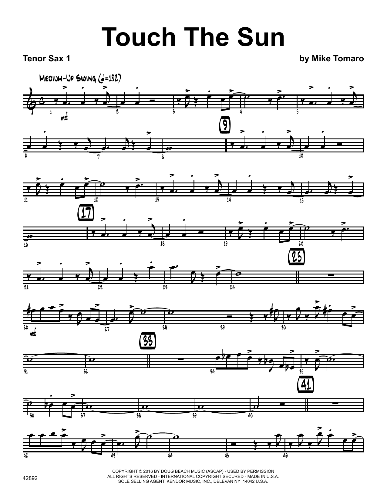 Download Mike Tomaro Touch The Sun - 1st Tenor Saxophone Sheet Music