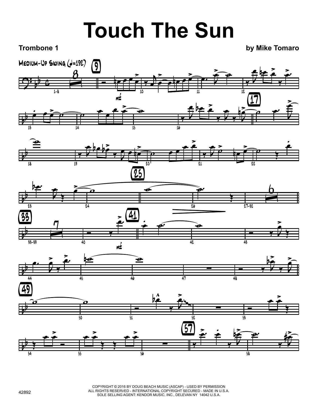 Download Mike Tomaro Touch The Sun - 1st Trombone Sheet Music