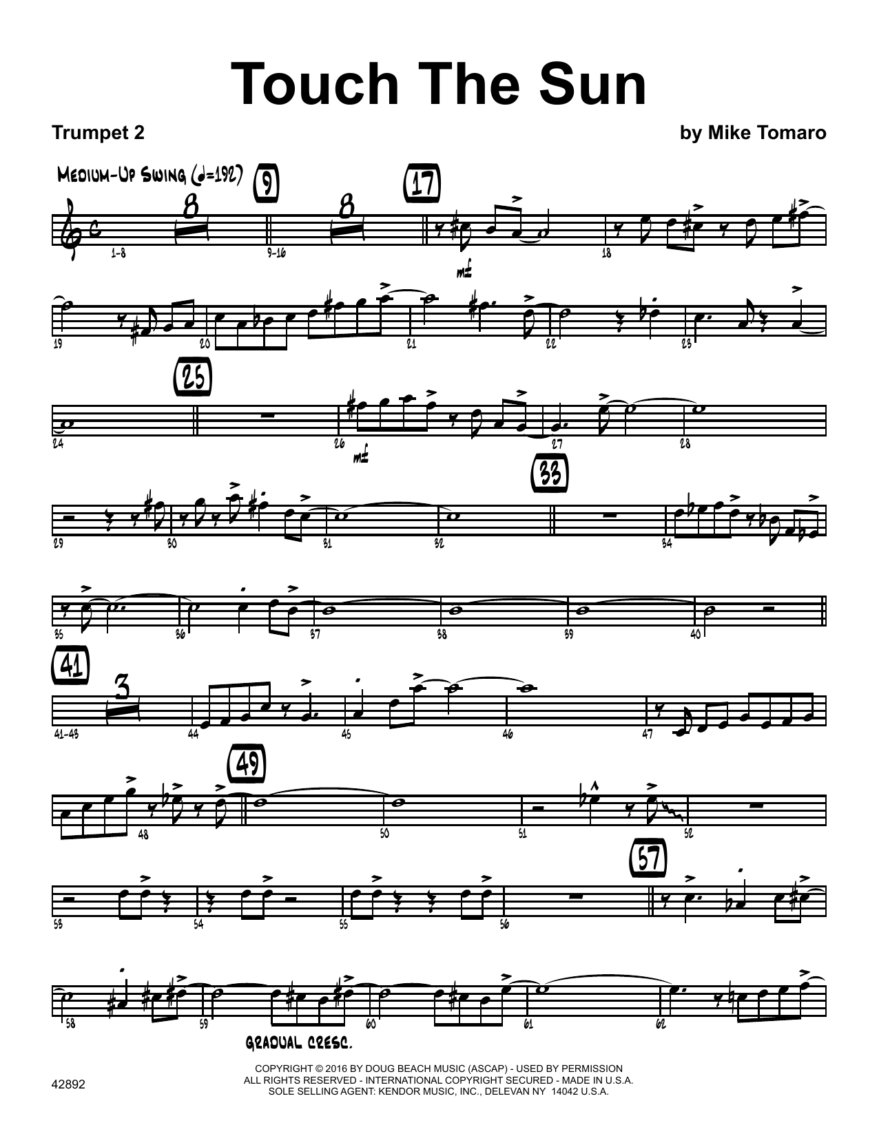 Download Mike Tomaro Touch The Sun - 2nd Bb Trumpet Sheet Music