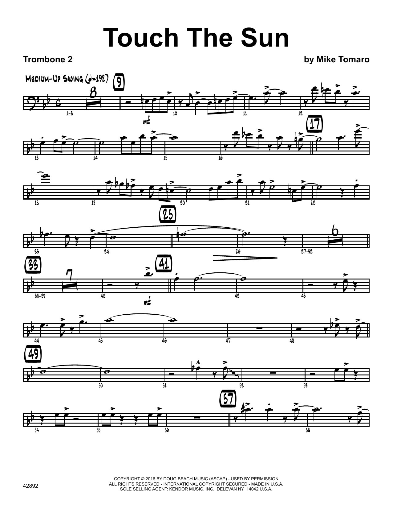 Download Mike Tomaro Touch The Sun - 2nd Trombone Sheet Music