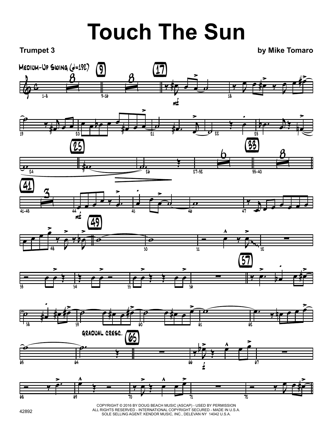 Download Mike Tomaro Touch The Sun - 3rd Bb Trumpet Sheet Music