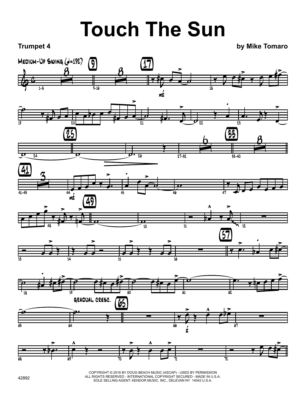 Download Mike Tomaro Touch The Sun - 4th Bb Trumpet Sheet Music