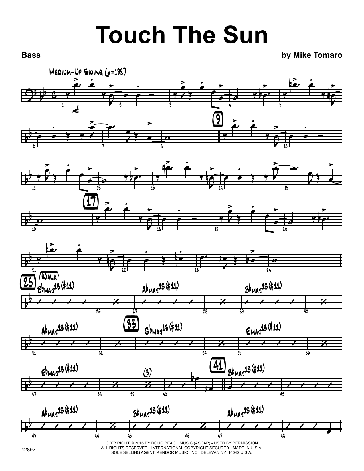 Download Mike Tomaro Touch The Sun - Bass Sheet Music