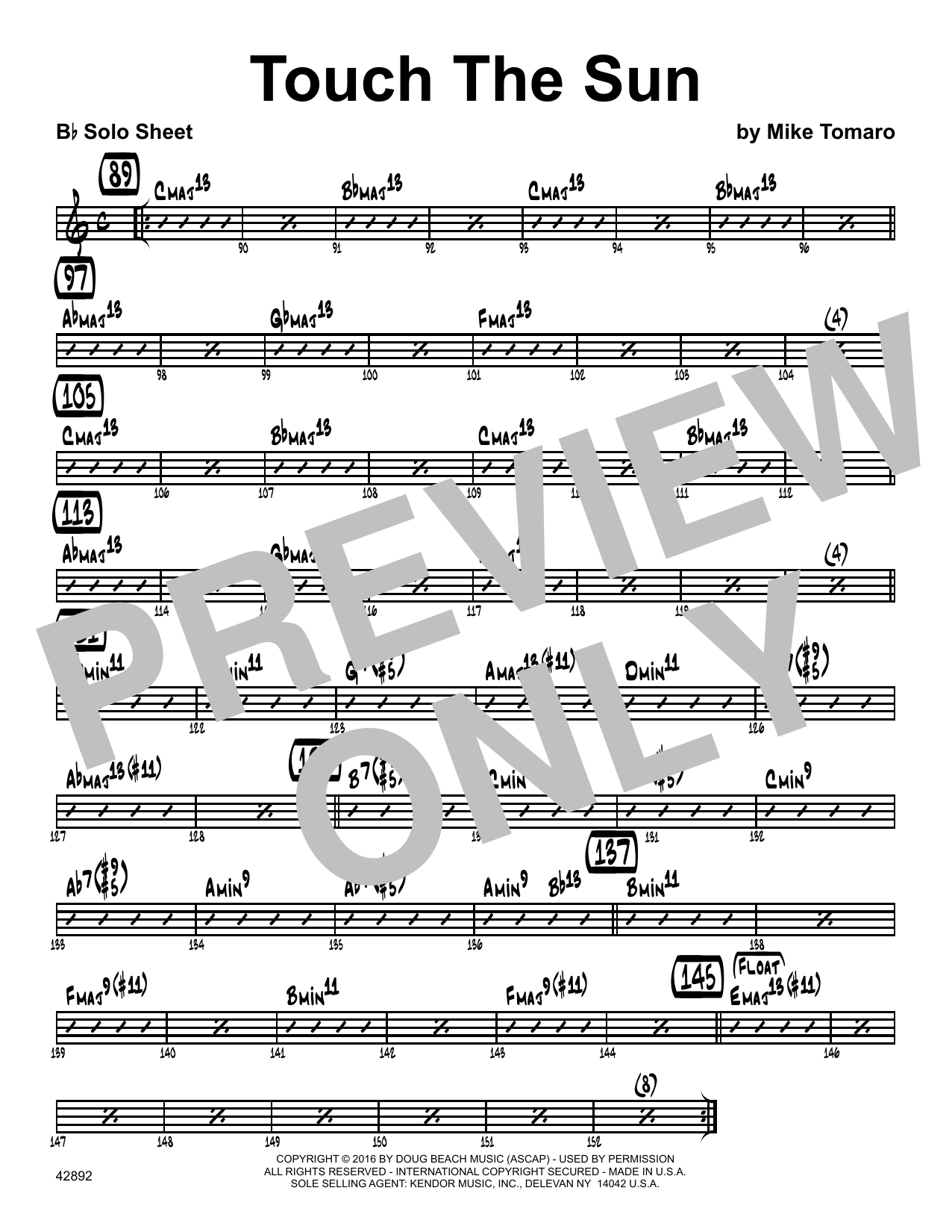 Download Mike Tomaro Touch The Sun - Bb Solo Sheet Sheet Music