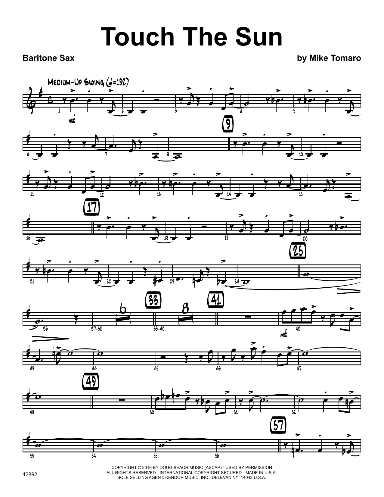 Download Mike Tomaro Touch The Sun - Eb Baritone Saxophone Sheet Music