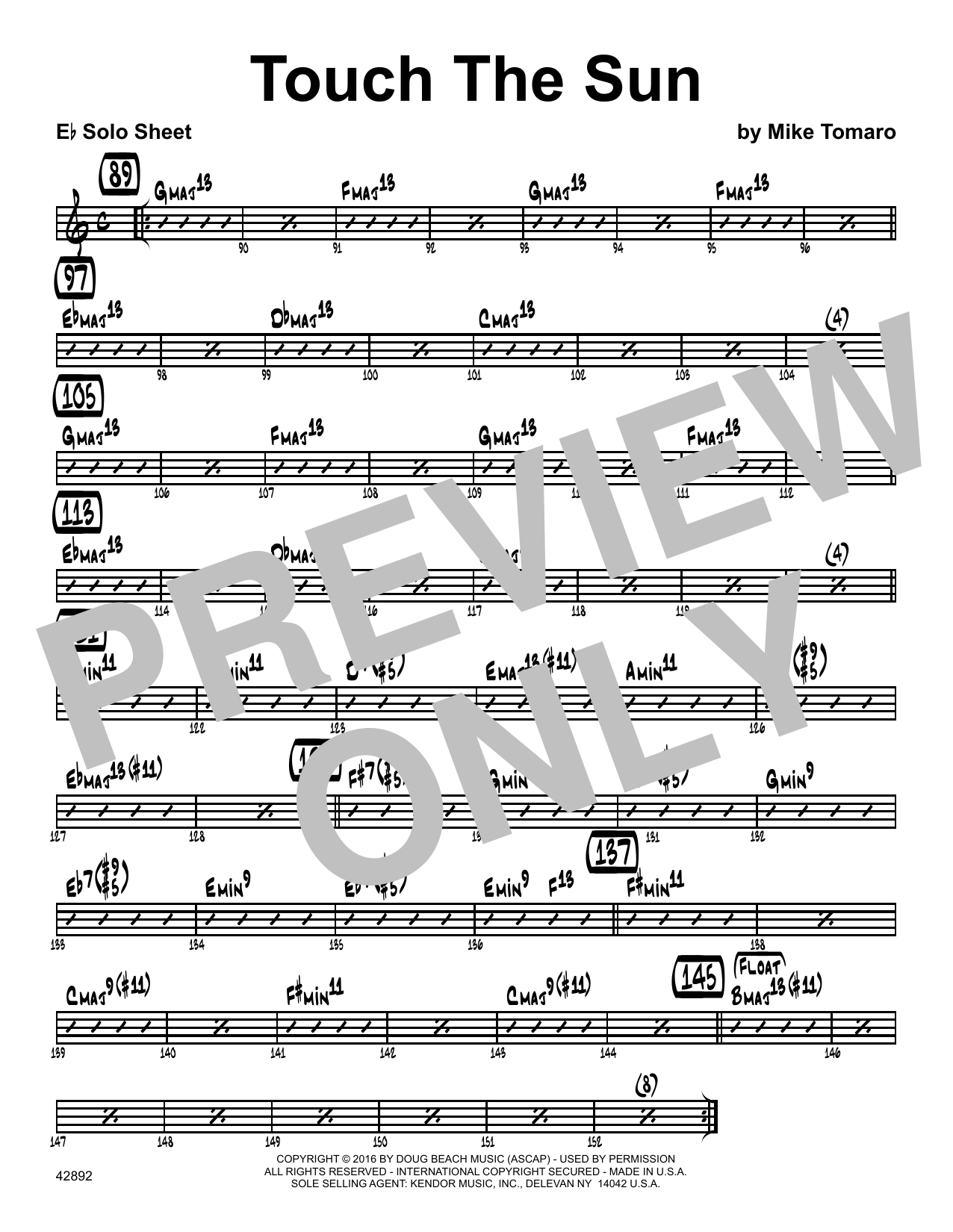Download Mike Tomaro Touch The Sun - Eb Solo Sheet Sheet Music