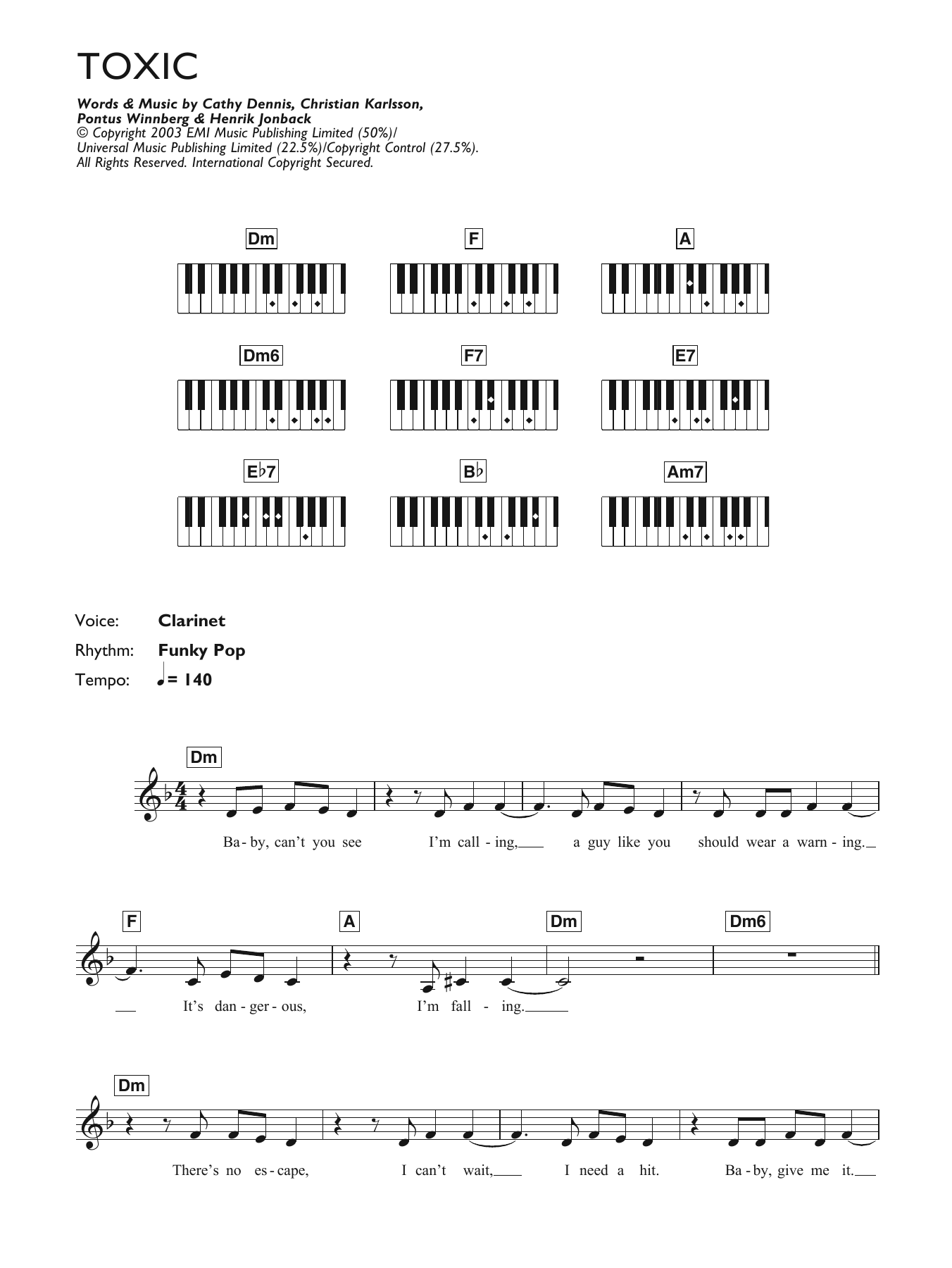 Download Britney Spears Toxic Sheet Music
