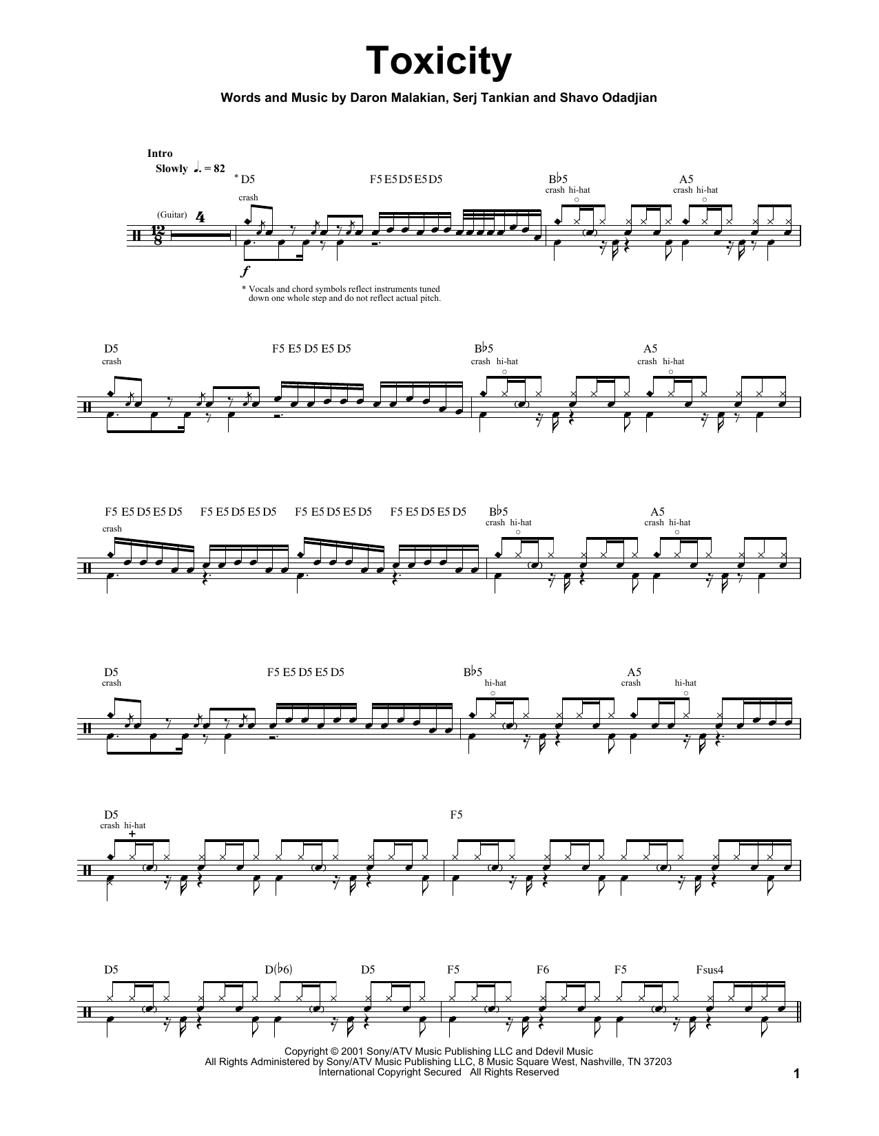 Download System Of A Down Toxicity Sheet Music