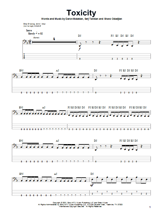 Download System Of A Down Toxicity Sheet Music