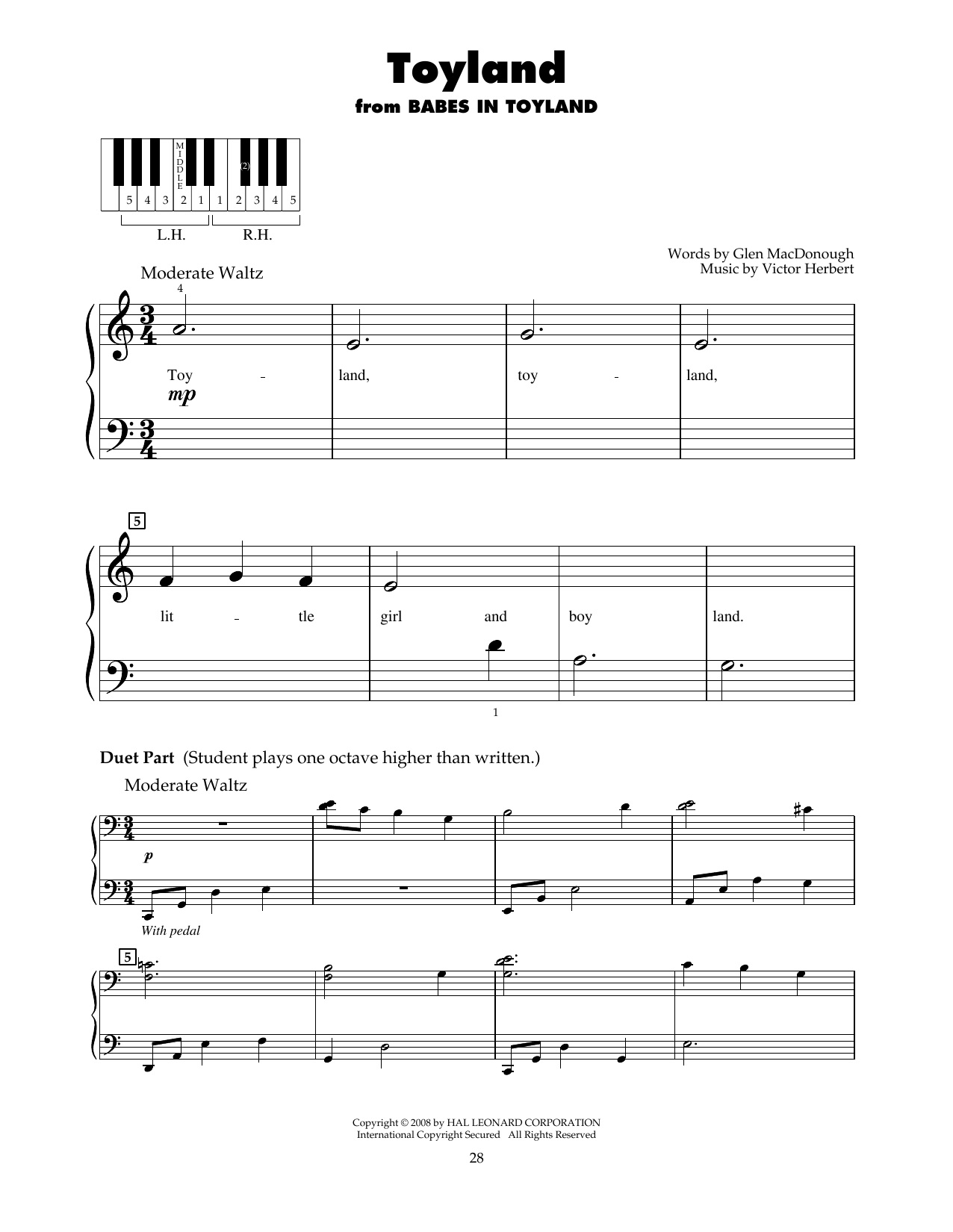 Doris Day Toyland sheet music notes printable PDF score