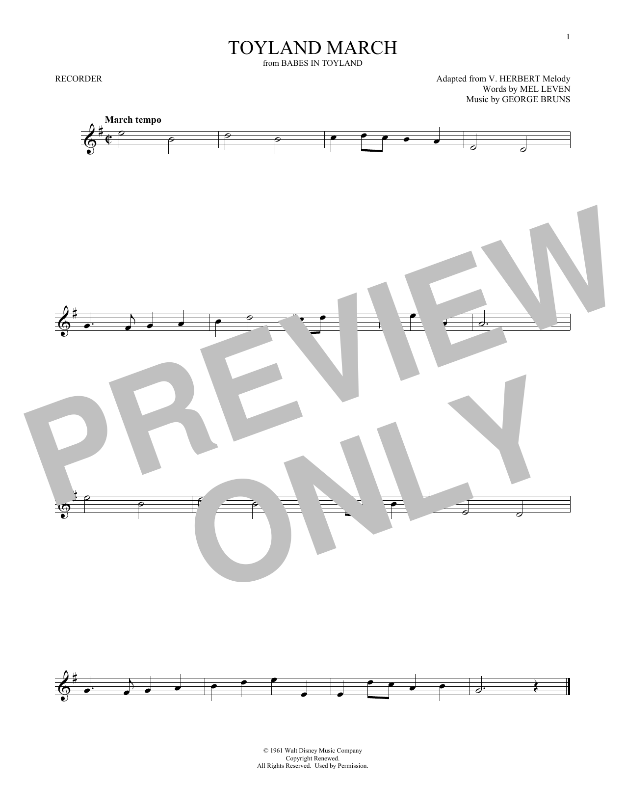 Download Mel Leven Toyland March (from Babes In Toyland) Sheet Music