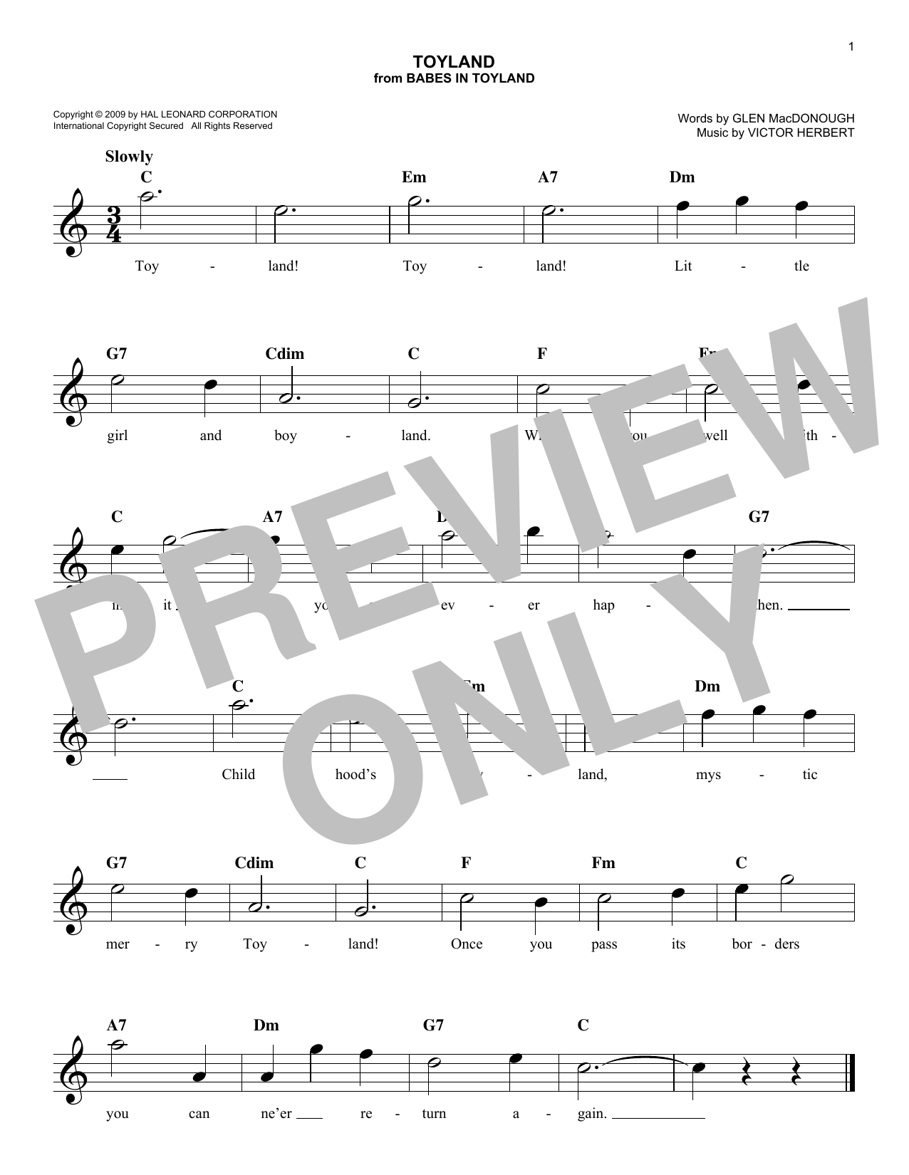 Download Victor Herbert Toyland Sheet Music