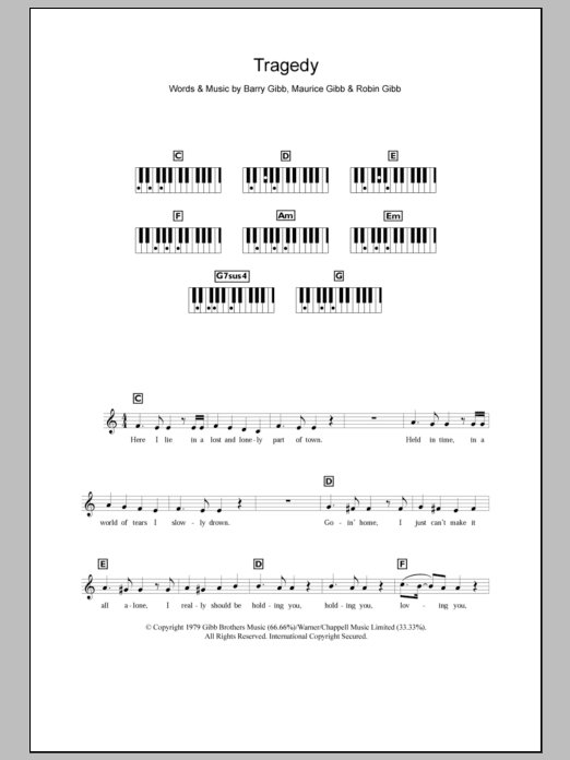 Download Bee Gees Tragedy Sheet Music