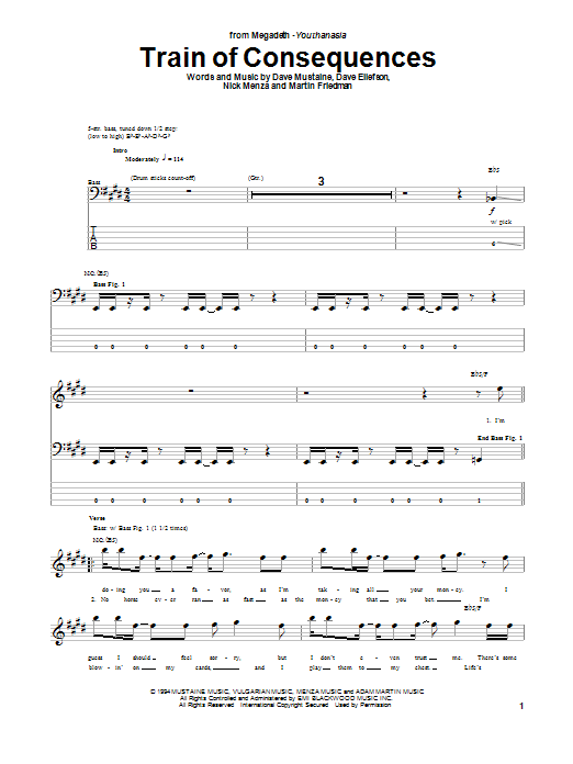 Download Megadeth Train Of Consequences Sheet Music