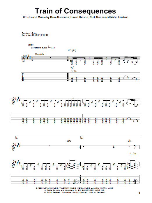 Download Megadeth Train Of Consequences Sheet Music