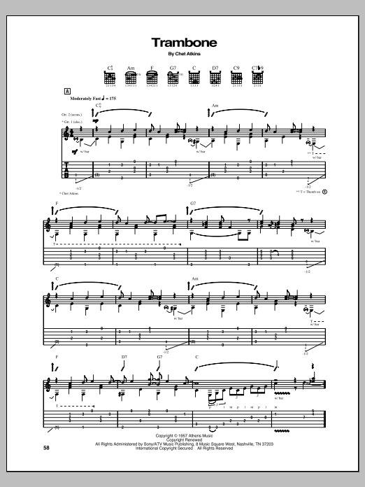 Download Chet Atkins Trambone Sheet Music