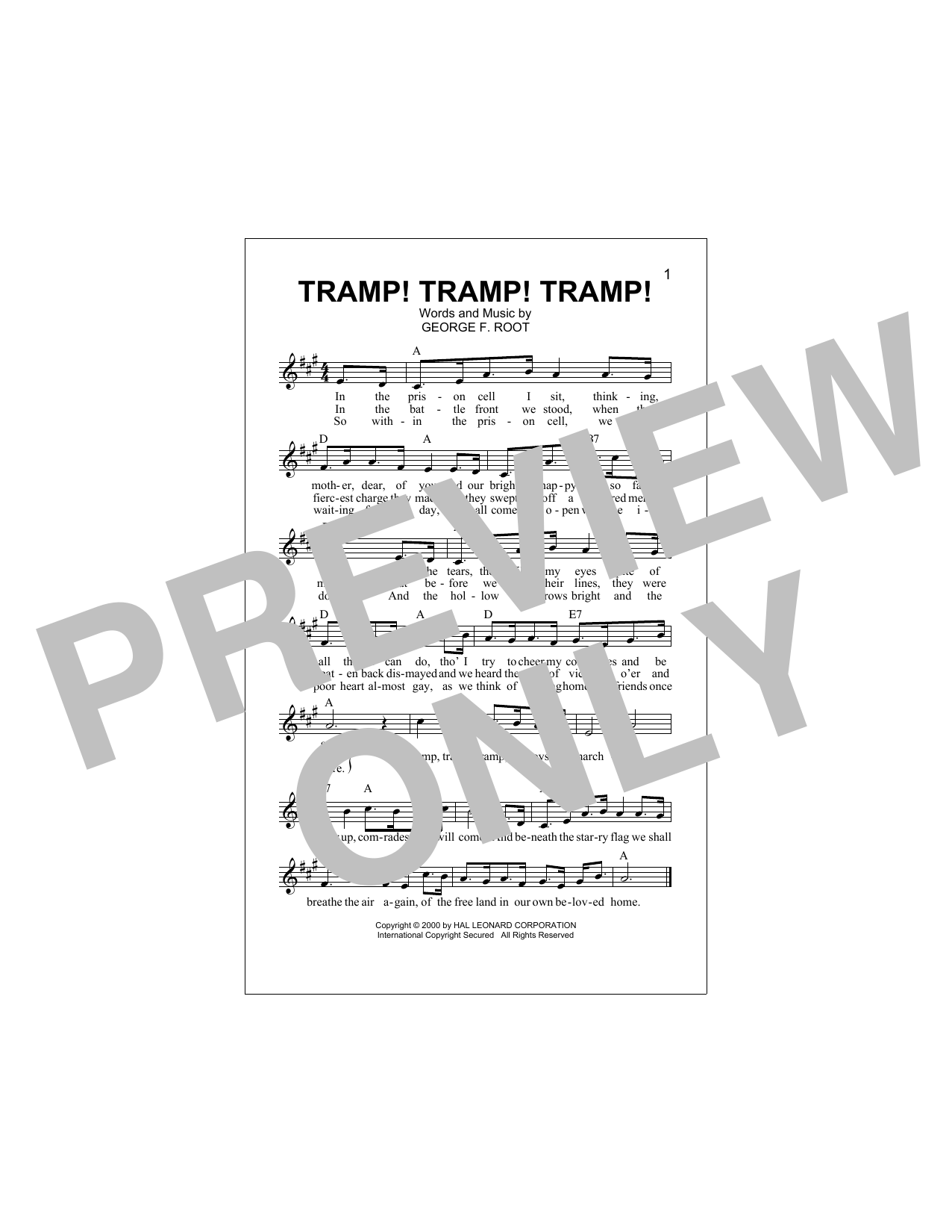 Download George F. Root Tramp! Tramp! Tramp! Sheet Music