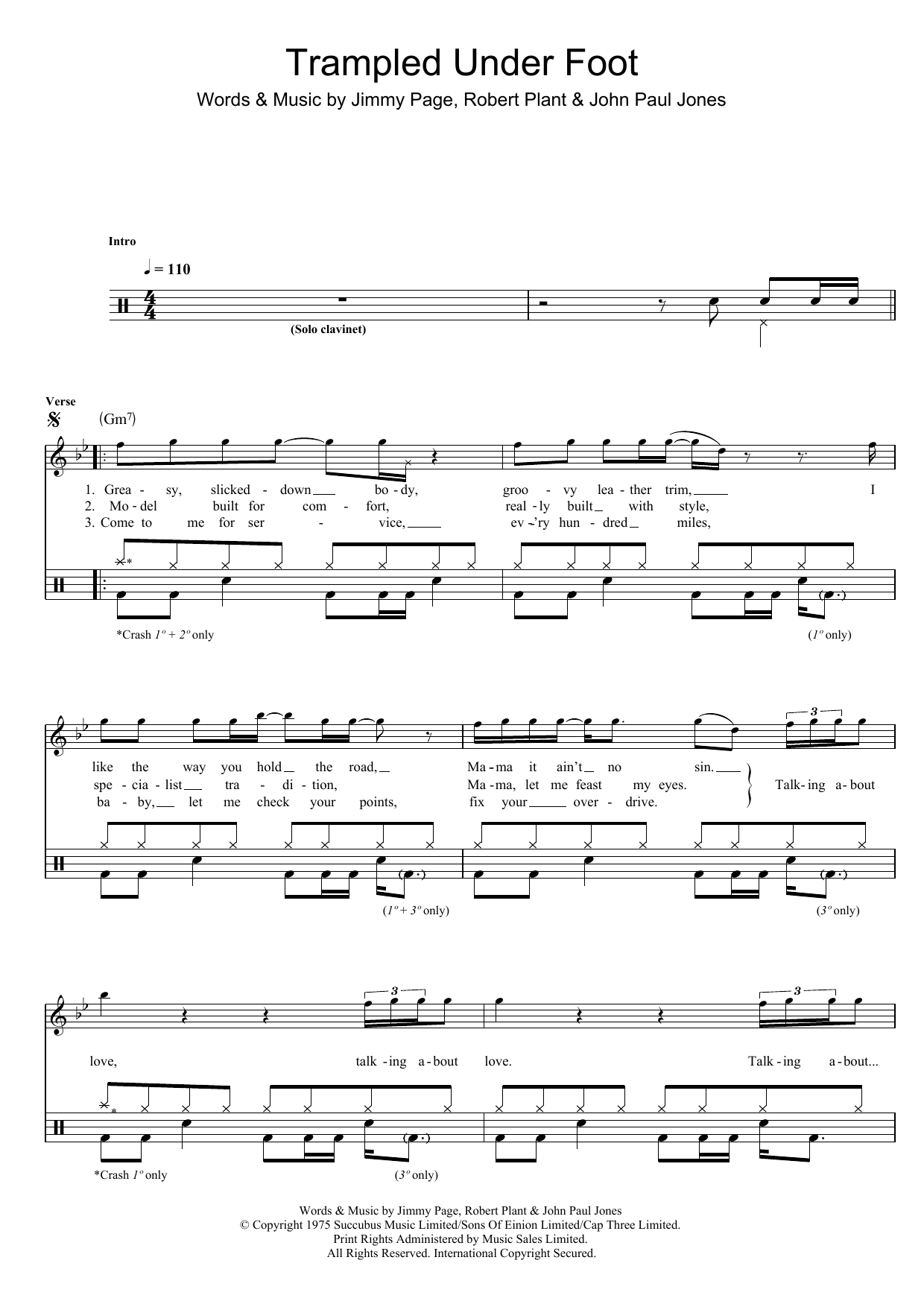 Download Led Zeppelin Trampled Underfoot Sheet Music