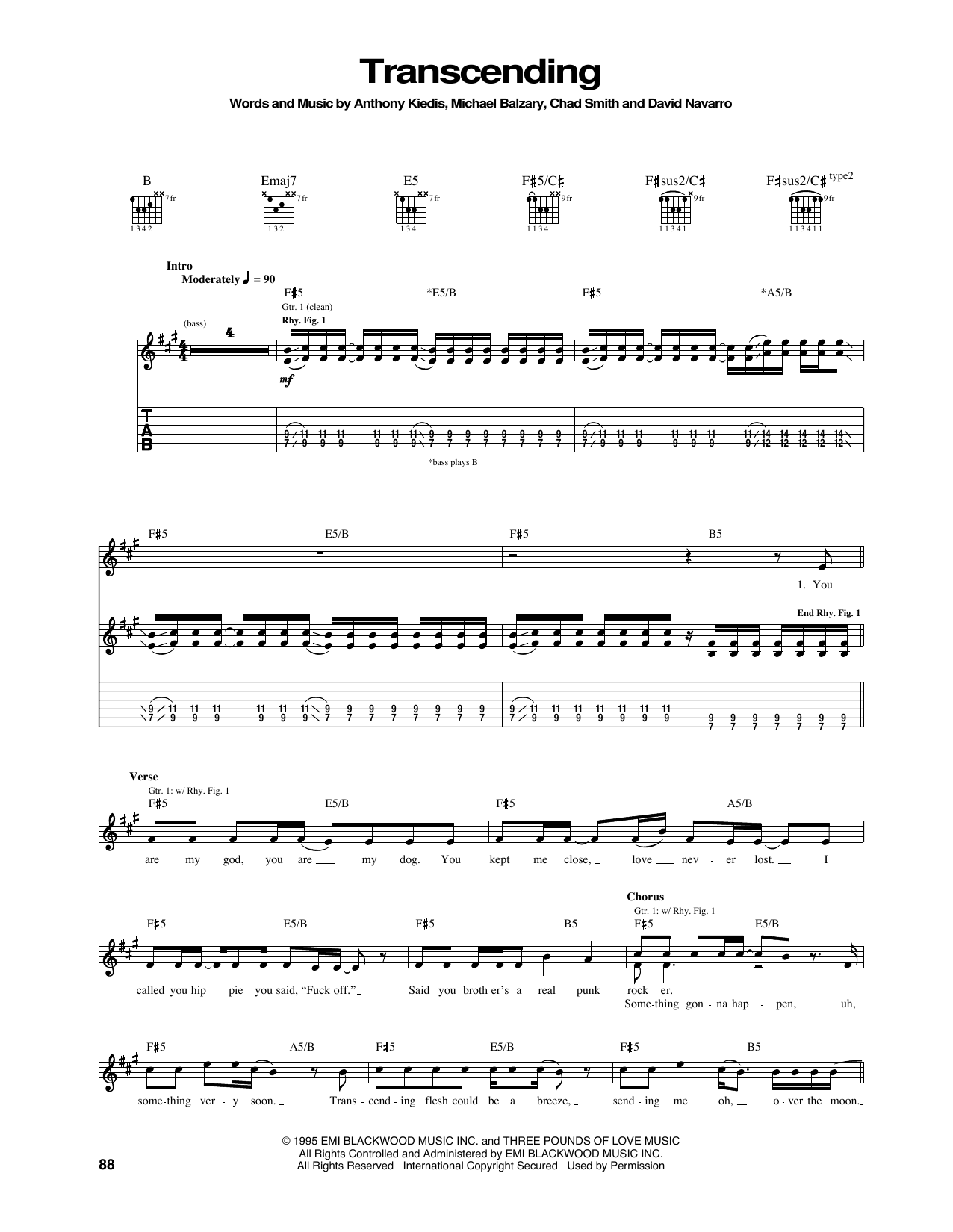 Download Red Hot Chili Peppers Transcending Sheet Music