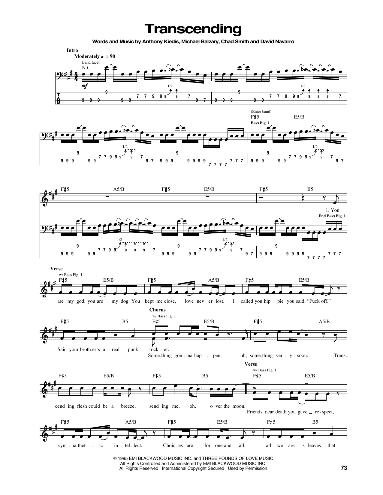 Download Red Hot Chili Peppers Transcending Sheet Music