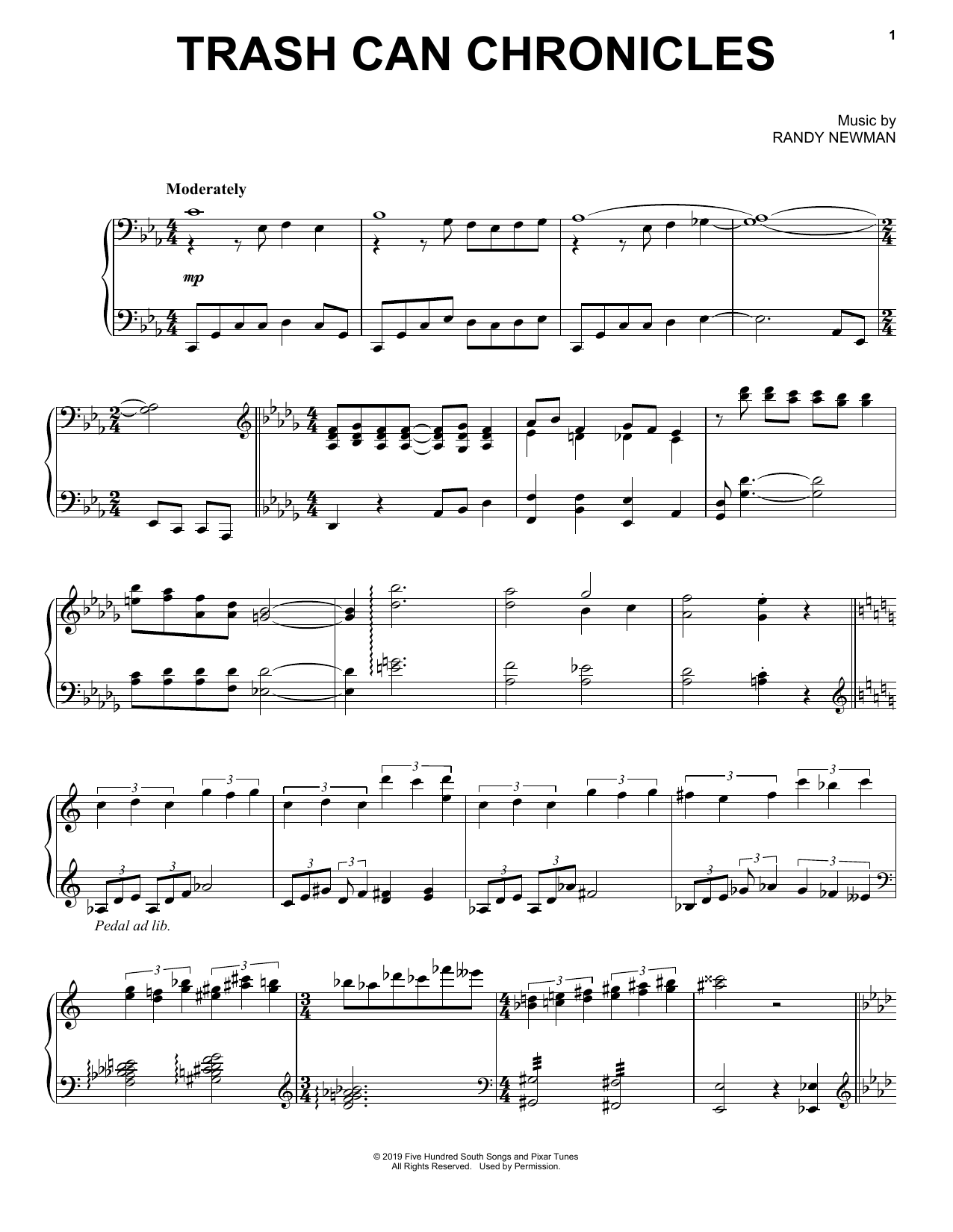Download Randy Newman Trash Can Chronicles (from Toy Story 4) Sheet Music