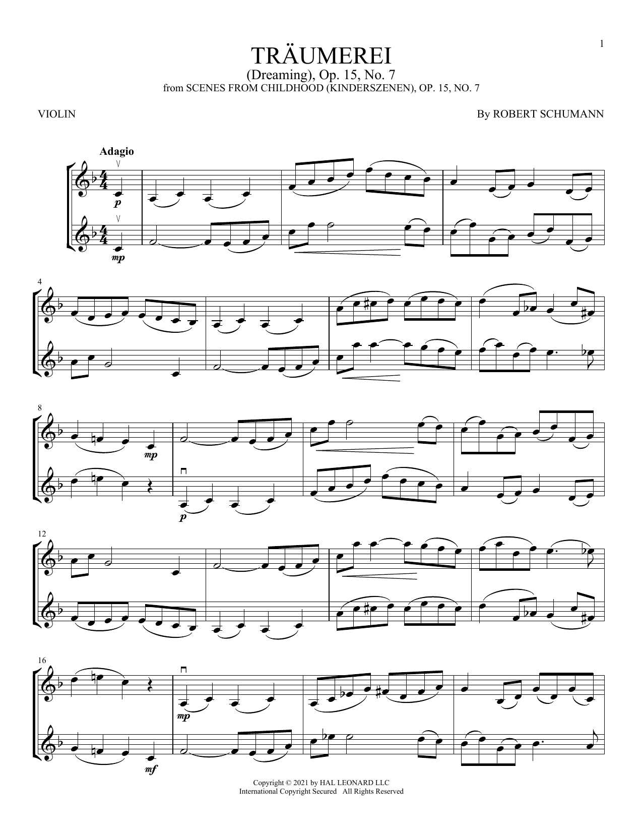 Download Robert Schumann Traumerei (Dreaming), Op. 15, No. 7 Sheet Music