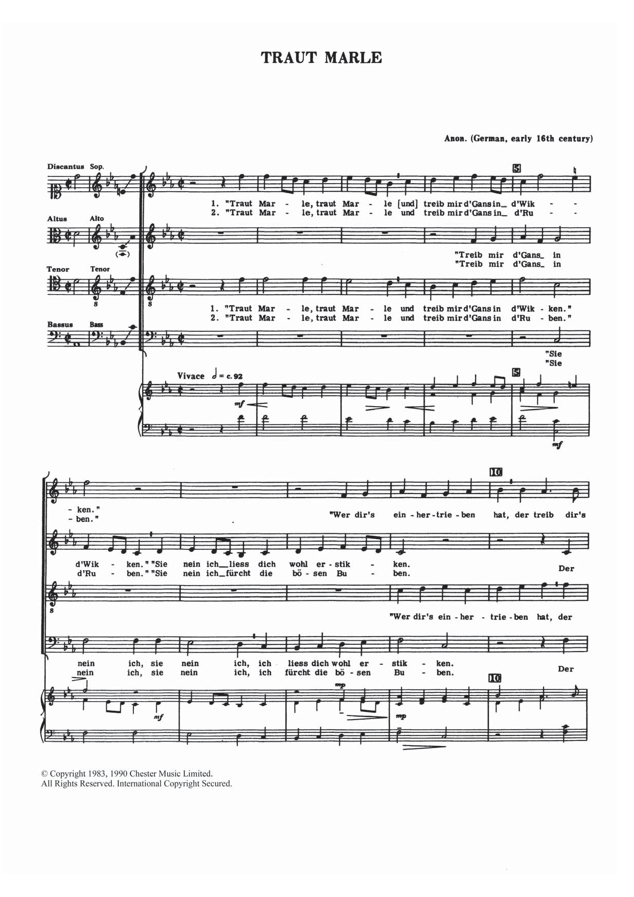 Download Traditional Traut Marle Sheet Music