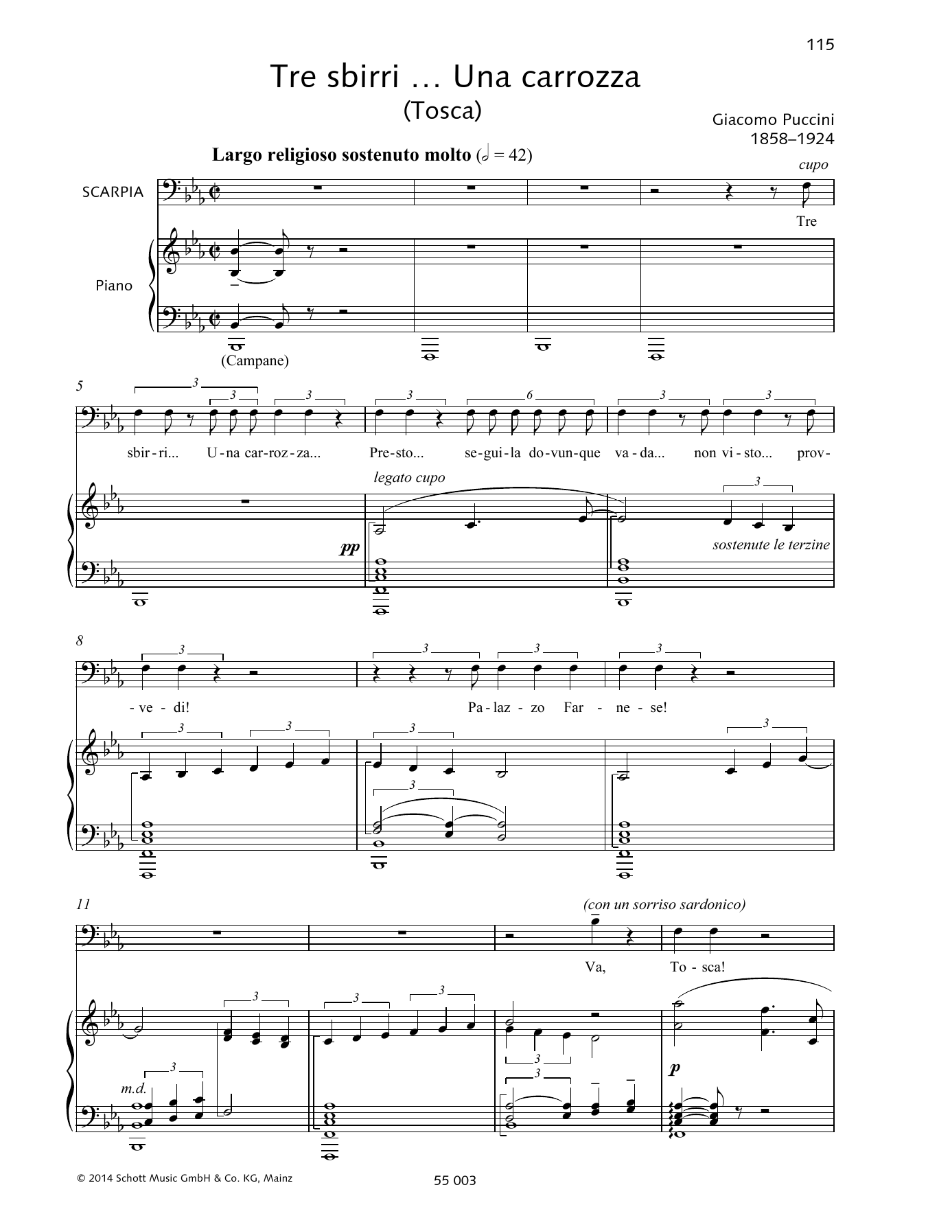 Download Giacomo Puccini Tre sbirri ... Una carrozz Sheet Music