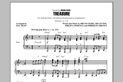 Download Bruno Mars Treasure (arr. Mac Huff) Sheet Music