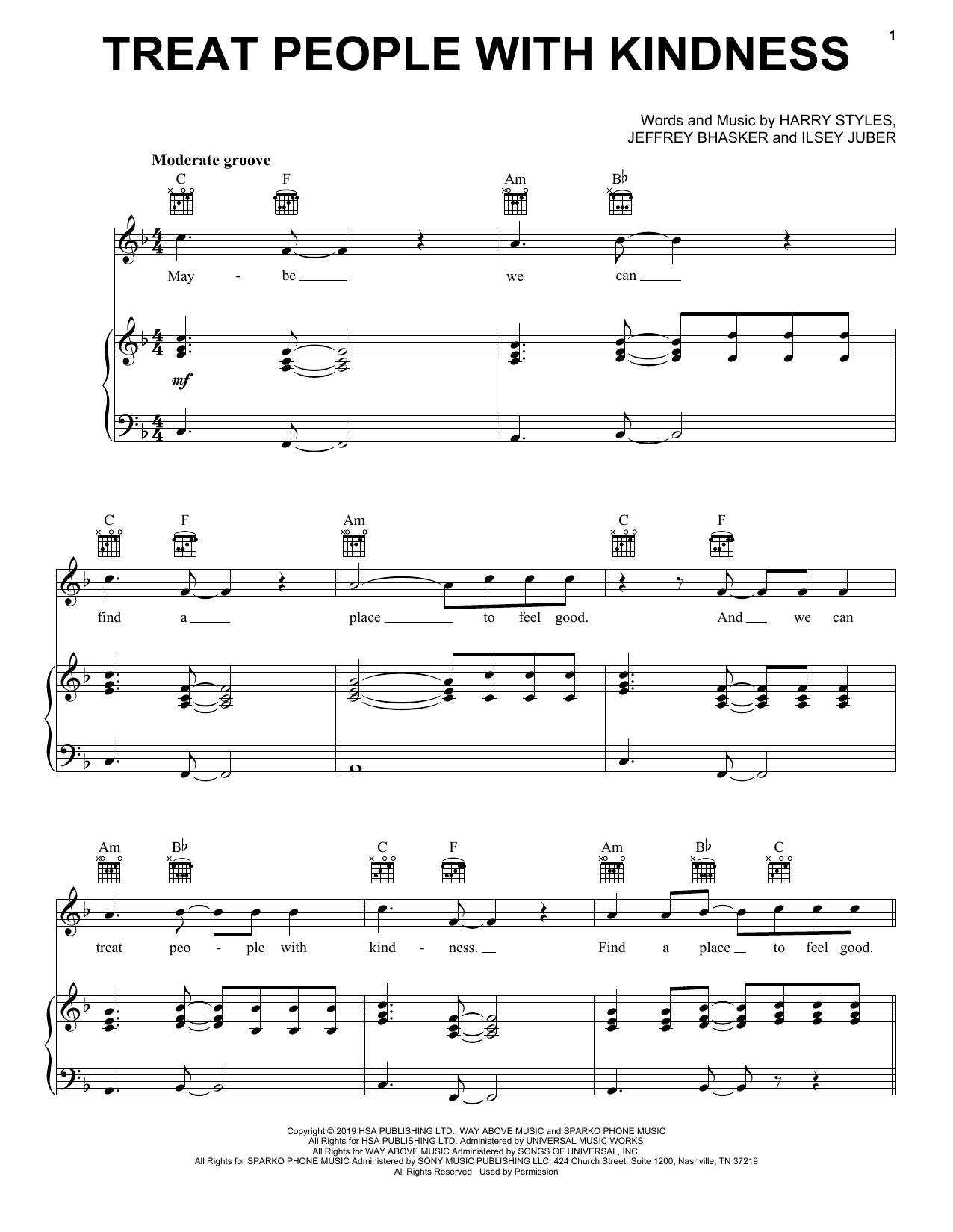 Download Harry Styles Treat People With Kindness Sheet Music