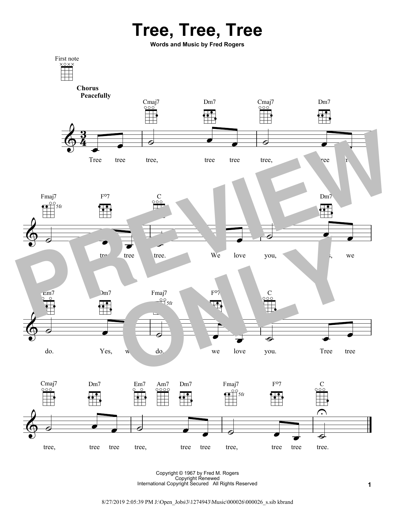 Download Fred Rogers Tree, Tree, Tree Sheet Music